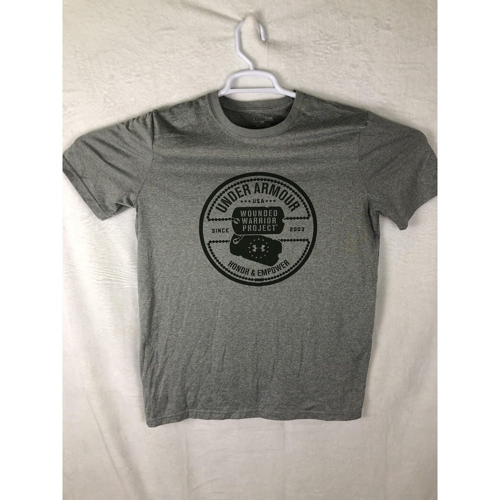 Under Armour Shirt Mens Small Gray HeatGear Loose Wounded Warrior Project‎ Tee